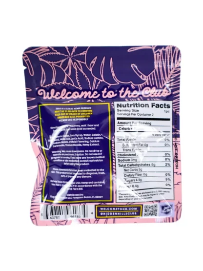 Strawberry Lime Hidden Hills Fresh Frozen Edibles 500 mg 2 ct Back