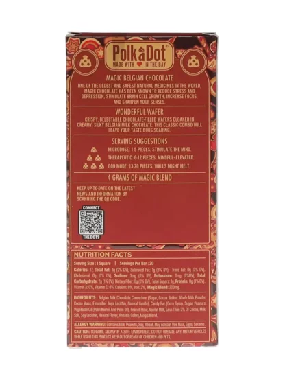 Wonderful Wafer PolkaDot Magic Mushroom Belgian White Chocolate 200mg Magic Per Piece Back