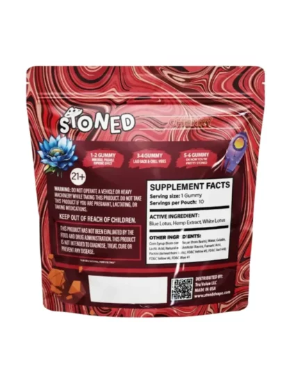 Cherry Stoned Blue Lotus + White Lotus Gummies 10000mg 10ct Back