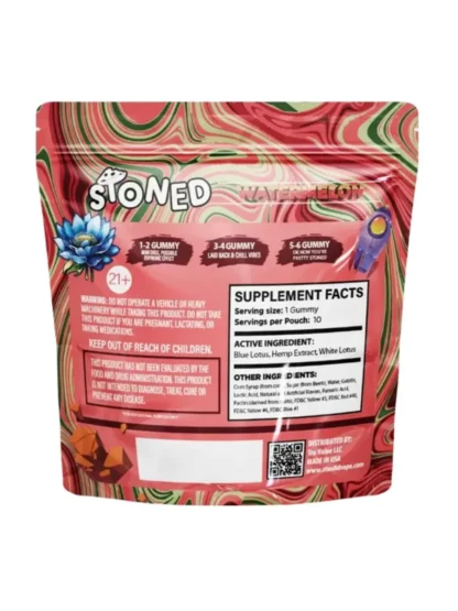 Watermelon Stoned Blue Lotus + White Lotus Gummies 10000mg 10ct Back
