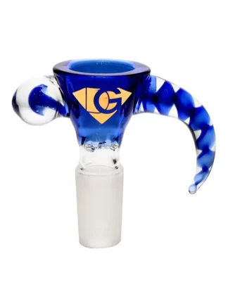 14mm Male Diamond Blue Glass Bowl with Horn Handle