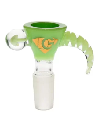 14mm Male Diamond Milk Green Glass Bowl with Horn Handle