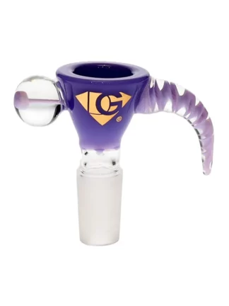 14mm Male Diamond Violet Glass Bowl with Horn Handle