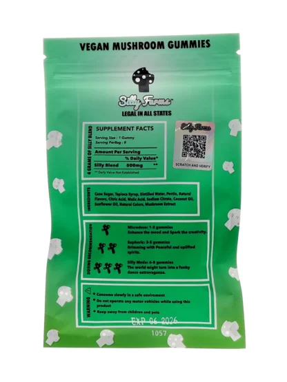 Melon Magic Silly Farms Vegan Mushroom Gummies 4000MG Back