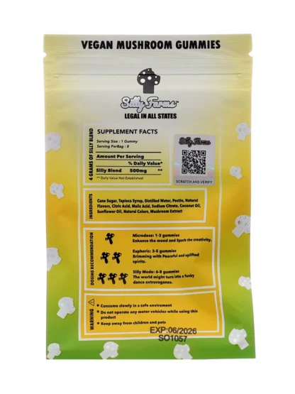 Pineapple Chost Pepper Silly Farms Vegan Mushroom Gummies 4000MG Back