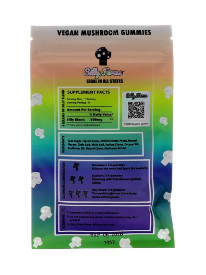 Skittleburst Silly Farms Vegan Mushroom Gummies 4000MG Back
