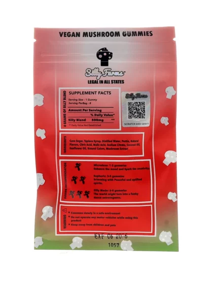 Strawberry Symphony Silly Farms Vegan Mushroom Gummies 4000MG Back