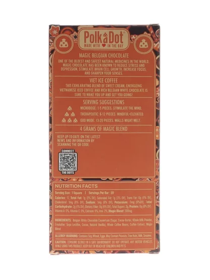 Viet Ice Coffee PolkaDot Magic Mushroom Belgian White Chocolate 200mg Magic Per Piece Back