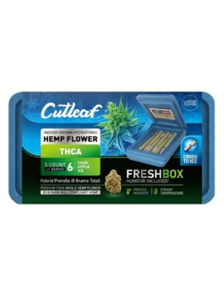 Sour Apple Ice Cutleaf THCA Pre-Rolls 6ct + FreshBox