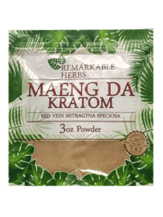 Maeng Da Red Vein Remarkable Herbs Kratom Powder Bag 3oz