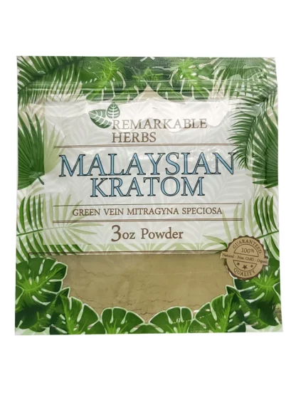 Malaysian Kratom Green Vein Remarkable Herbs Kratom Powder Bag 3oz