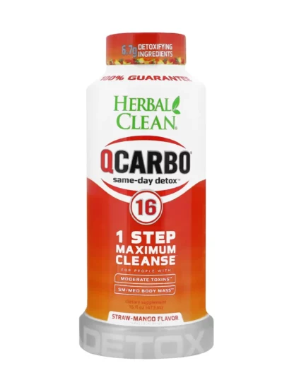Straw Mango Herbal Clean QCarbo16 Same-Day Premium Detox Drink 16 Fl Oz