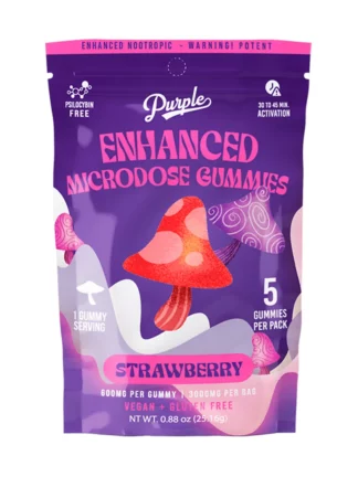 Strawberry Purple Organics Mushroom Enhanced Microdose Gummies 5ct