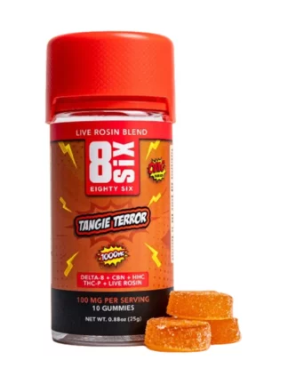 Tangie Terror 8SIX OMG Series Live Rosin D8+HHC+THC-P Gummies 1000mg
