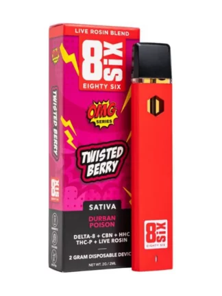 Twisted Berry Durban Poison 8SIX OMG Series Live Rosin Blend Disposable 2G