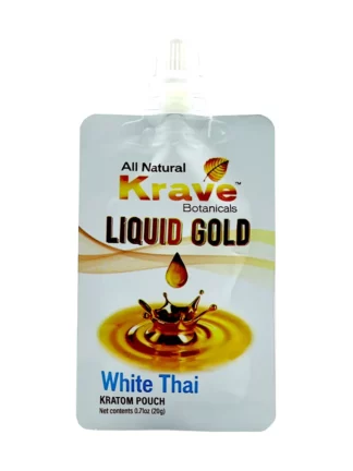 White Thai Krave Botanicals Liquid Gold Kratom Extract Pouch 20G