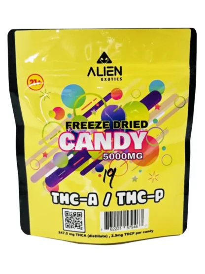 Yellow Mixed Flavor Alien Exotics Freeze Dried THC-A+THC-P Candy 5000mg