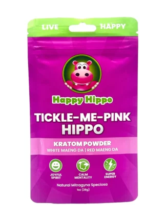 Happy Hippo Tickle Me Pink Hippo White & Red Maeng Da Kratom Powder 1oz