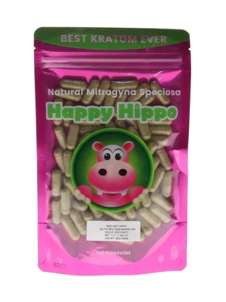 Happy Hippo Red Hot Hippo Elite Red Vein Maeng Da Kratom Capsules 100ct