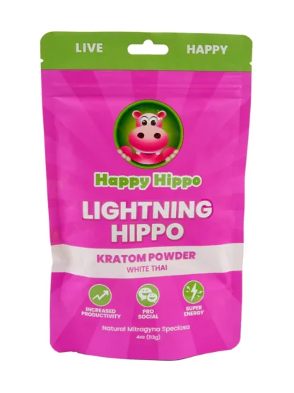 Happy Hippo Lightning Hippo White Thai Kratom Powder 4oz