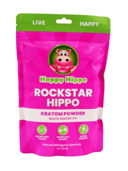 Happy Hippo Rockstar Hippo Elite White Vein Maeng Da Kratom Powder 8oz