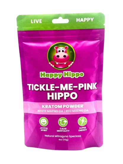 Happy Hippo Tickle Me Pink Hippo White & Red Maeng Da Kratom Powder 4oz