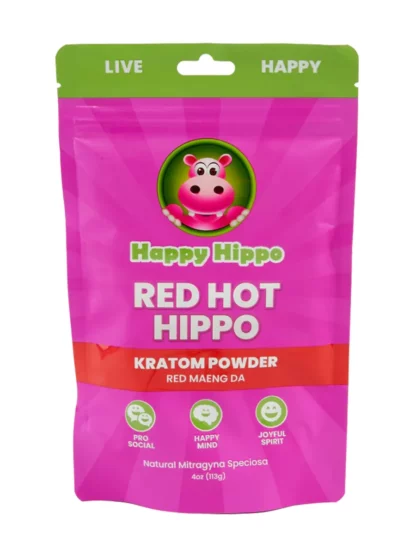Happy Hippo Red Hot Hippo Red Maeng Da Kratom Powder 4oz